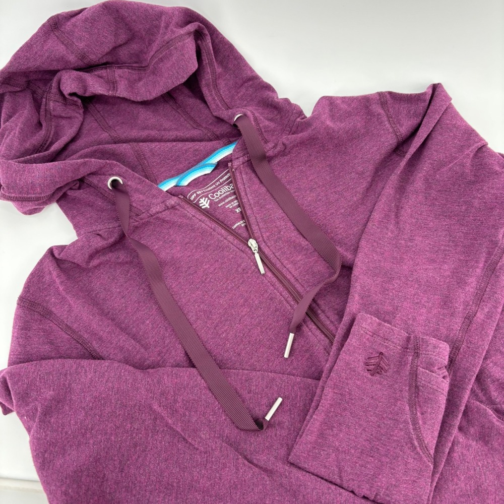 Coolibar Women Lumaleo Zip Hoodie XS Purple UPF 50+ Sun Protection Cotton Bamboo
